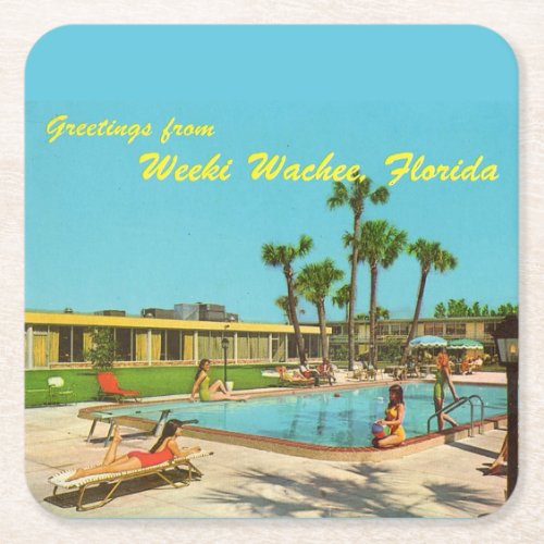 Weeki Wachee Florida vintage Square Paper Coaster