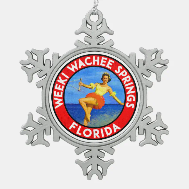 Weeki Wachee Springs Florida Water Skiing Ski Snowflake Pewter