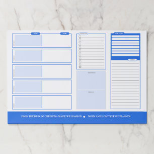 Weekly Blue Desck Planner Paper Pad