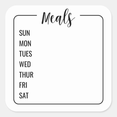 Weekly Bullet Journal Meal Planner Square Sticker