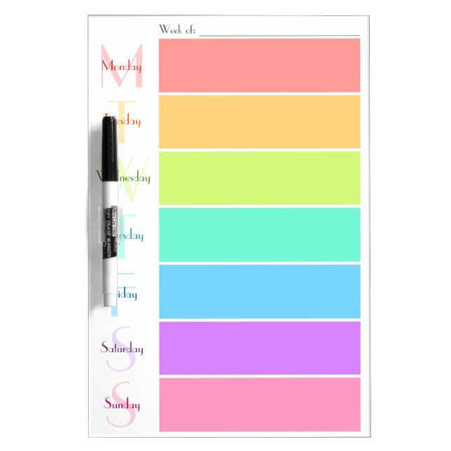 Weekly Calendar Dry Erase Board (Front)