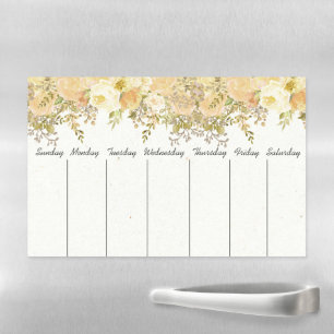 Weekly Calendar Dry Erase Magnet Reusable Floral Magnetic Dry Erase Sheet