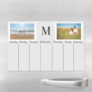 Weekly Calendar Dry Erase Reusable Photo Monogram Magnetic Dry Erase Sheet