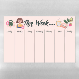 Weekly Calendar New Year New You Resolution Pink Magnetic Dry Erase Sheet