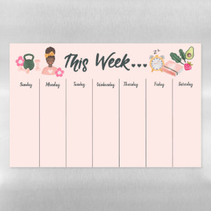 Weekly Calendar New Year New You Resolution Pink Magnetic Dry Erase Sheet