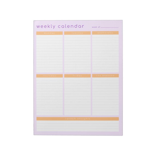 Weekly Calendar Notepad (Rotated)