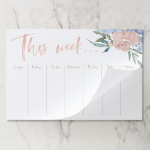 Weekly calendar watercolor floral large paper pad