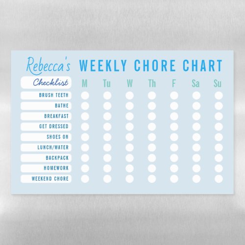 Weekly Chore Chart Check List Kids Magnetic Dry Erase Sheet