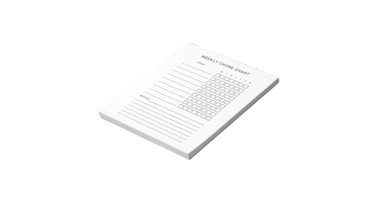 Weekly Chore Chart Notepad | Zazzle