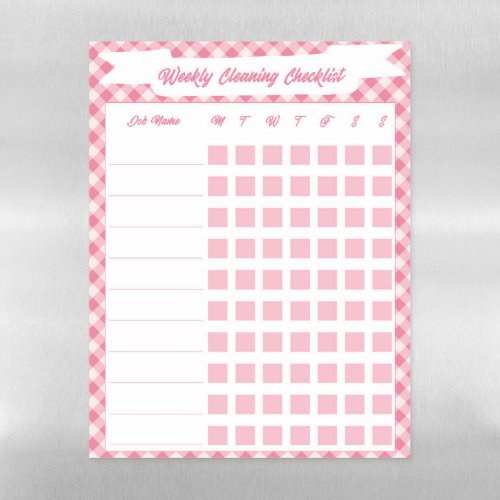 Weekly Cleaning Checklist DryErase Magnetic Sheet