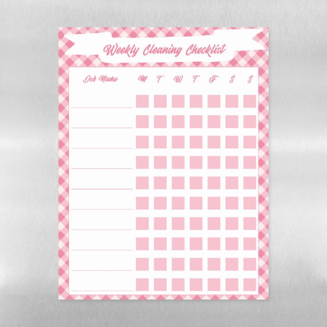 Weekly Cleaning Checklist DryErase Magnetic Sheet (Vertical)