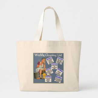 weekly cleaning list large tote bag