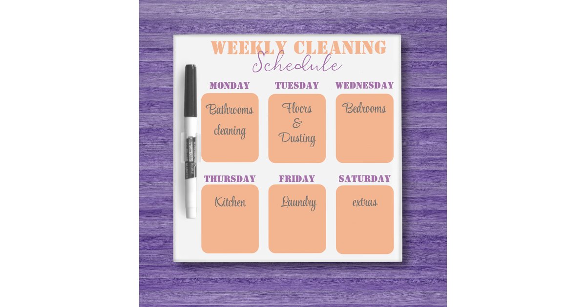 weekly cleaning schedule checklist template modern dry erase board | Zazzle