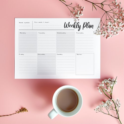 Weekly day by day Organizer Notepad