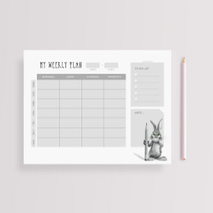 Weekly Desk Planner with Bunny Notepad