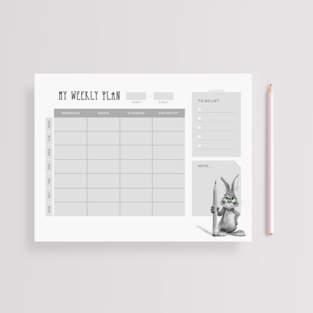 Weekly Desk Planner with Bunny Notepad (Creator Uploaded)