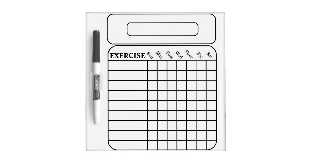 WEEKLY EXERCISE CHART DRY ERASE BOARD | Zazzle