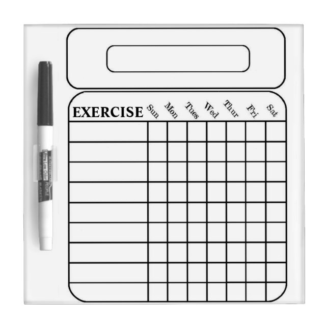 WEEKLY EXERCISE CHART DRY ERASE BOARD (Front)