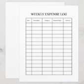 WEEKLY EXPENSE LOG (Front/Back)
