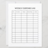 WEEKLY EXPENSE LOG (Front)