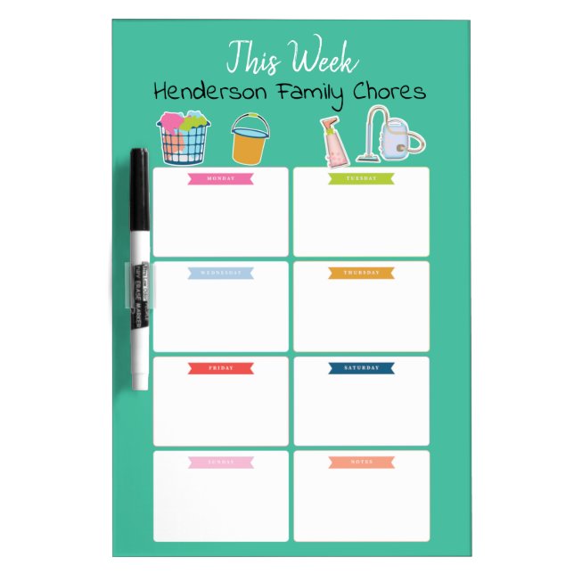 Weekly Family Chore Chart Dry Ease Board (Front)