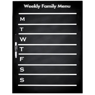 Weekly Family Dinner Blackboard Chalkboard Menu