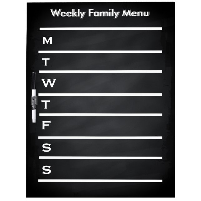 Weekly Family Dinner Blackboard Chalkboard Menu (Front)