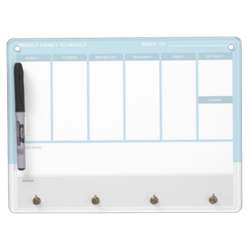 Weekly Family Schedule Dry Erase Board With Keychain Holder