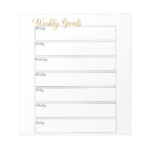 Weekly Goals Sheet Notepad