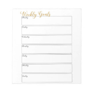 Weekly Goals Sheet Notepad
