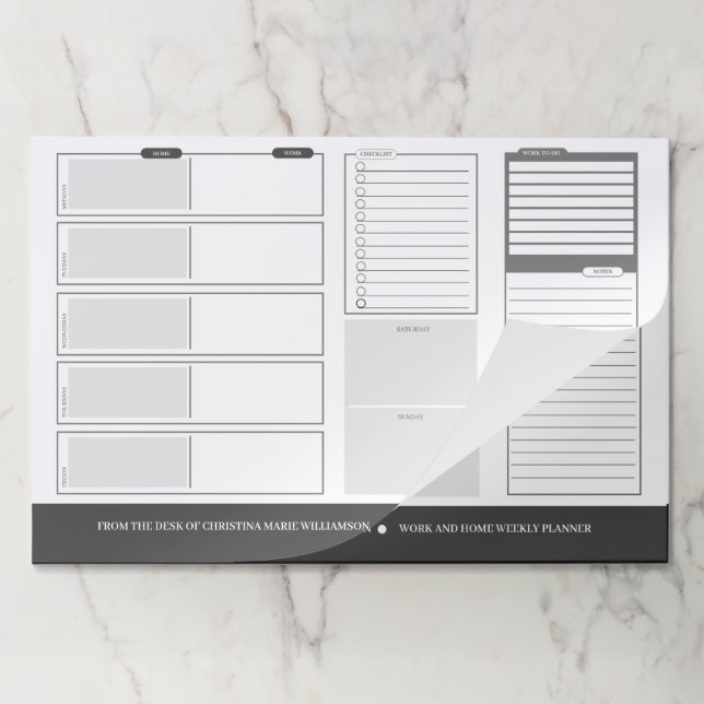 Weekly Grey Desck Planner Paper Pad (Folded)