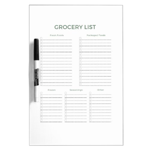 Weekly Grocery Shopping List   Dry Erase Board