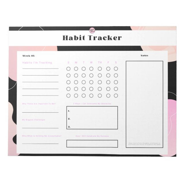 Weekly Habit Tracker Notepad (Front)