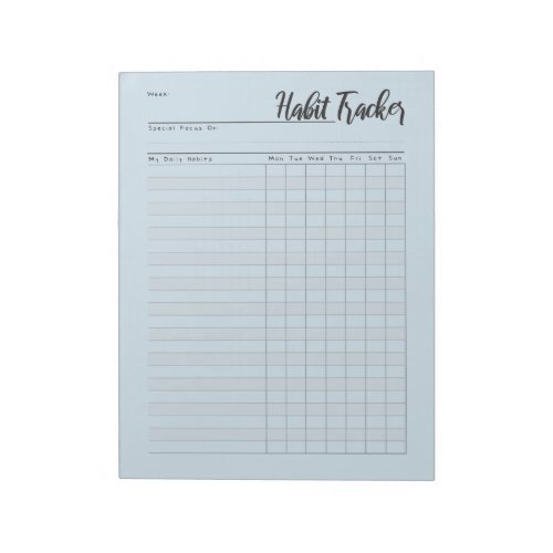 Weekly habit tracker notepad