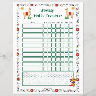 Weekly Habit Tracker Printable - Lama Edition