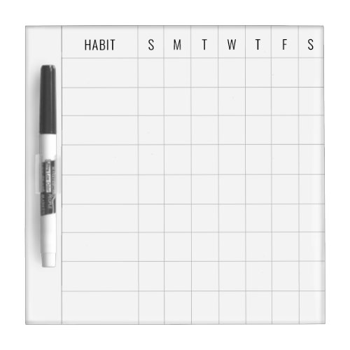 Weekly Habit Tracker Sunday Start Reusable Dry Erase Board