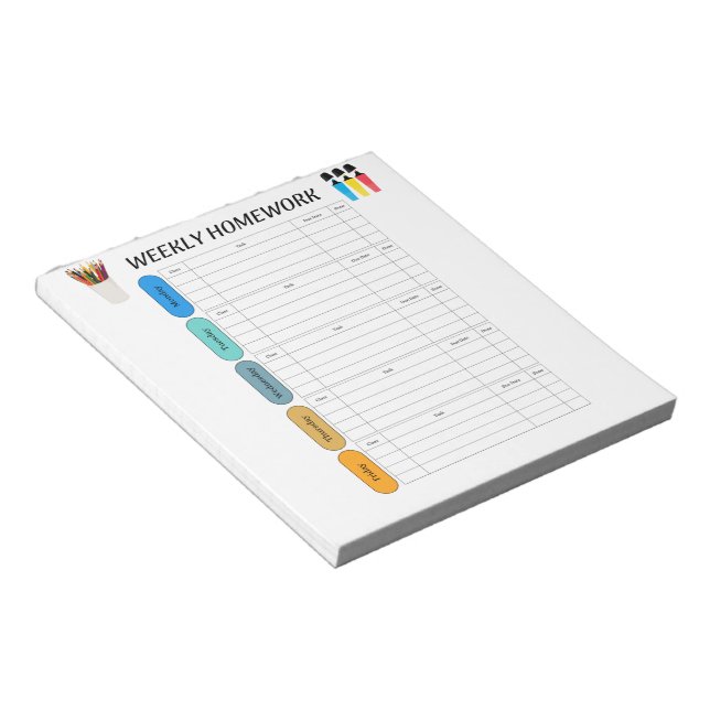 WEEKLY HOMEWORK NOTEPAD (Angled)