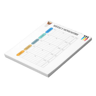 WEEKLY HOMEWORK NOTEPAD