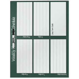 Weekly Homework Schedule Dry Erase Board