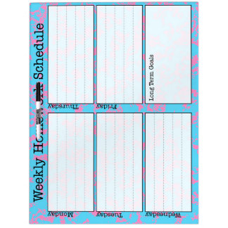 Weekly Homework Schedule Dry Erase Board