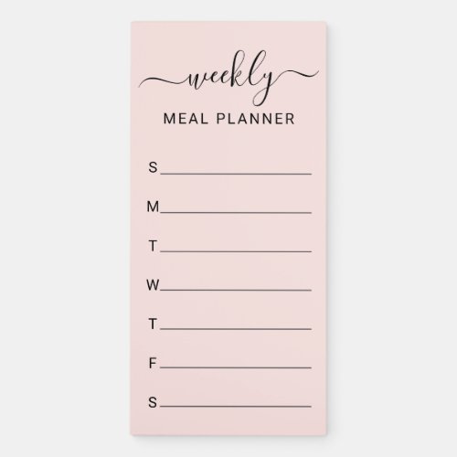 Weekly Meal Blush Pink Magnetic Notepad
