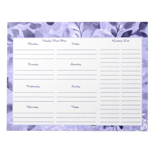 Weekly Meal Plan and Grocery List _ Mauve Floral Notepad