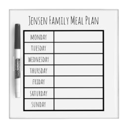 Weekly Meal Plan Dry Erase White Board