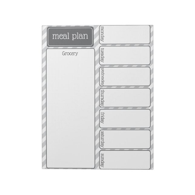 Weekly Meal Plan Grocery Notepad (Rotated)