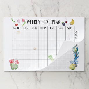 Weekly meal plan paper pad