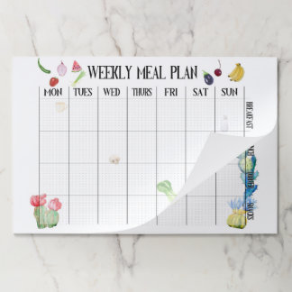 Weekly meal plan paper pad
