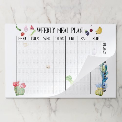 Weekly meal plan paper pad