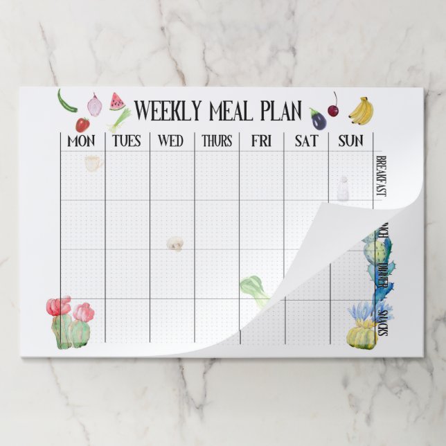 Weekly meal plan paper pad (Folded)