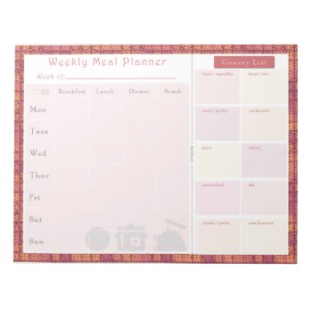 Weekly Meal Planner Autumn Metal Notepad by JulDesign at Zazzle