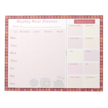 Weekly Meal Planner Autumn Overlap Notepad by JulDesign at Zazzle